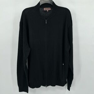 Patrick James West Coast Classic Black Wool Blend Full Zip Sweater Size XXL